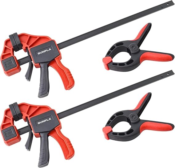 Gunpla 305 mm(12 in) Ratchet Bar Clamps Set, 440 mm Woodworking Spreader, 68 kg(150 lbs) Load, One-Handed Quick Grip Release and Clamp, with Spring Clamp Tools for Woodwork and DIY
