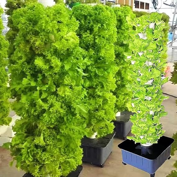 15 Floors 45 Holes Hydroponics Tower Set, Aquaponics Growing System, Vertical Hydroponics System, Hydroponic Growing System Vertical, Farm Greenhouse Hydroponic Grow System
