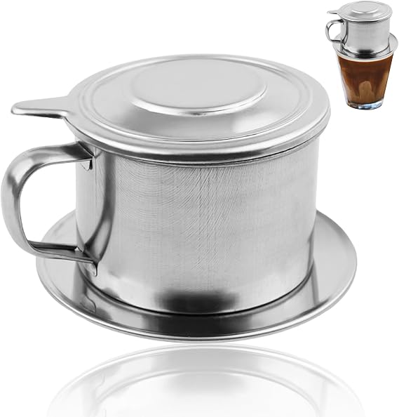 Vietnamese Coffee Filter Set, Stainless Steel Vietnamese Pot Drip, Infuse Cup Brewing Teapot, Manual/Phin Coffee Maker