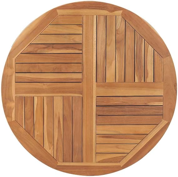 Solid Teak Wood Tabletop, Round 90 cm Diameter for Table