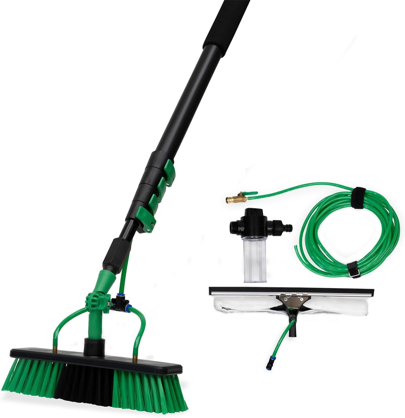 Hammersmith AquaClean Deluxe – The Original from the TV – Broom with Water Connection – Washing Brush with 3.6 m Telescopic Handle – Water Brush – Window & Photovoltaic Cleaner