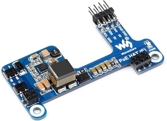 Waveshare POE HAT for Raspberry Pi 4B 3B+, IEEE 802.3af-Compliant,Power Over Ethernet HAT (E) Expansion Board for Raspberry Pi,5V Power Output