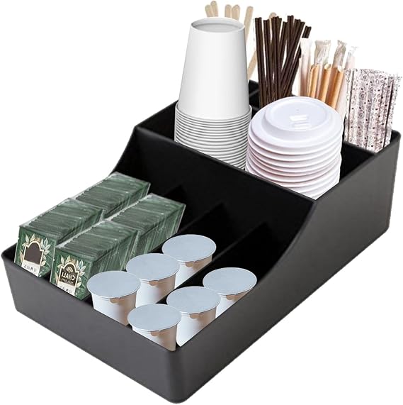 Coffee and Tea Organizer, Coffee Station Counter Organizer Coffee Organizer Condiment Organizer and Coffee Accessories for Infusions Sugars Cups Capsules