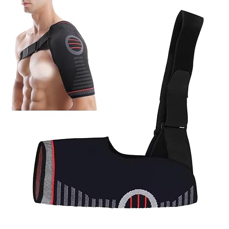 Shoulder Support, Adjustable Shoulder Brace, For Torn Rotator Cuff,Support Brace Arm Sling Immobilizer, For Men Women Pain Relief,Injuries, With 2 Adjustment Straps,Fits Right or Left Shoulder (black