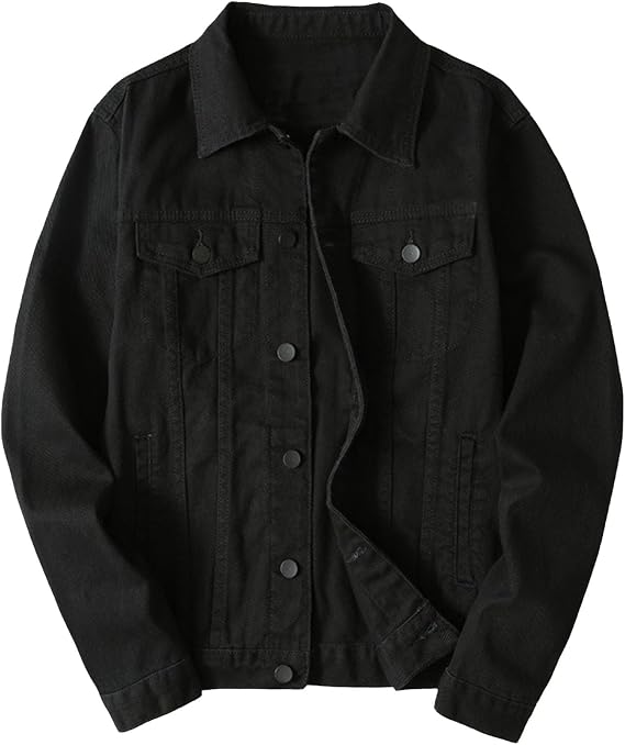 Men Classic Lapel Button Down Denim Jacket Ripped Trucker Coat