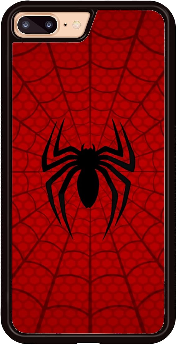 iPhone 7 Plus/8 Plus対応 レッドスマホケース スパイダー - 耐衝撃 保護 キュート クール スパイダーウェブ電話ケース iPhone 7 Plus/8 Plus対応 ケース 5.5インチ 男性 女の子 女性 男の子 ブラック レッド