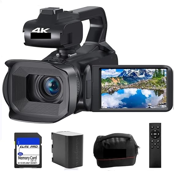 Video Camera Camcorder 64MP Digital Video Camera For Photography Full 4K 60FPS Vlog Camcorder Live Stream Webcam Auto Focus Video Recorder(32G SD Card,Standard)