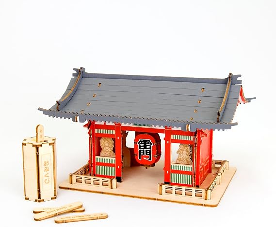 雷門 カラーエディション – 木製3dモデルキット – Diy 日本の寺院工芸 – 接着剤不要 – 文化ギフト&ディスプレイピース