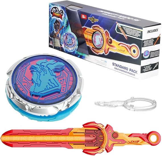 INFINITY NADO Çocuklar için topaç, metal oyuncak, erkek çocuklar için, savaş üstleri, topaç fırlatma oyuncağı, 5 6 7 8 9 10 11 12 yaş ve üstü erkek çocuklar, standart paket, altın savaşçı anka kuşu