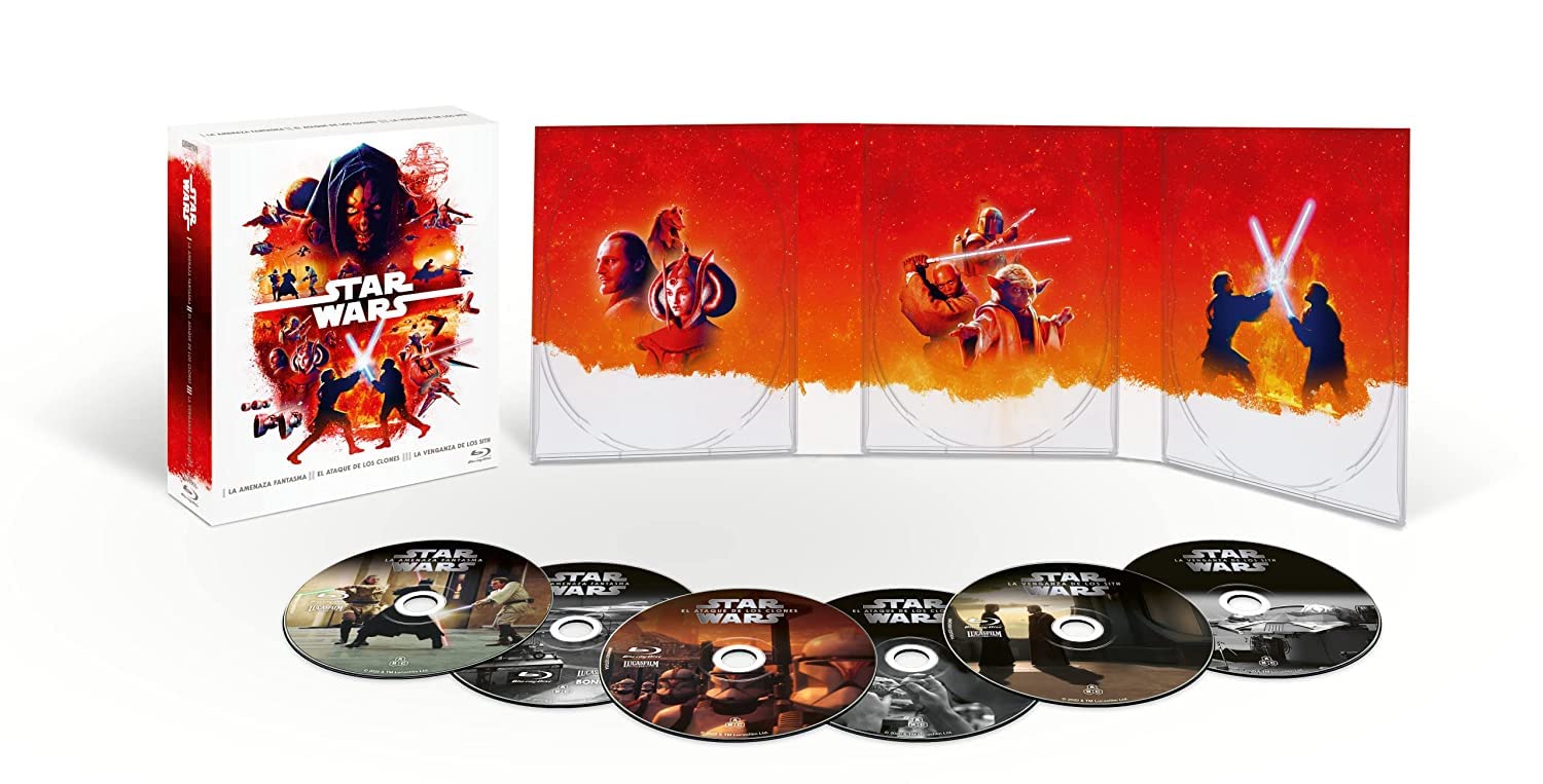 Star Wars Episodios 1-3 (Blu-ray + Blu-ray Extras) (6 discos) (Ediciones remasterizadas): La Amenaza Fantasma, El Ataque de los Clones, La Venganza de los Sith