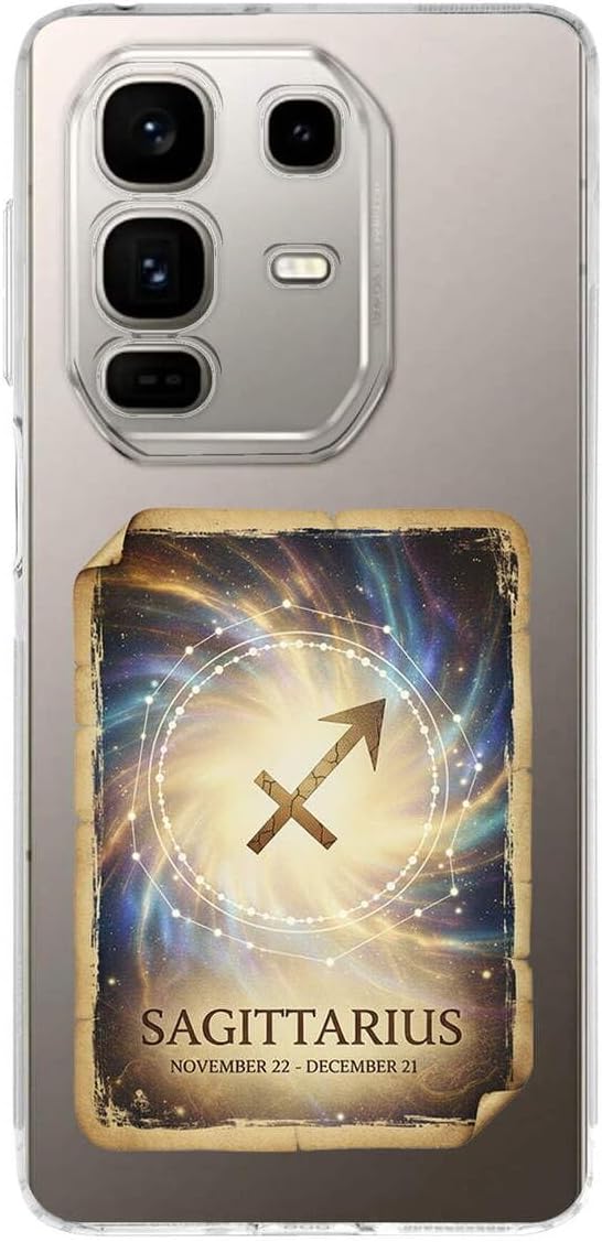 Infinix Note 50 Pro Plus ile Uyumlu Burç Kartları Yay Tasarımlı Şeffaf Silikon Kılıf