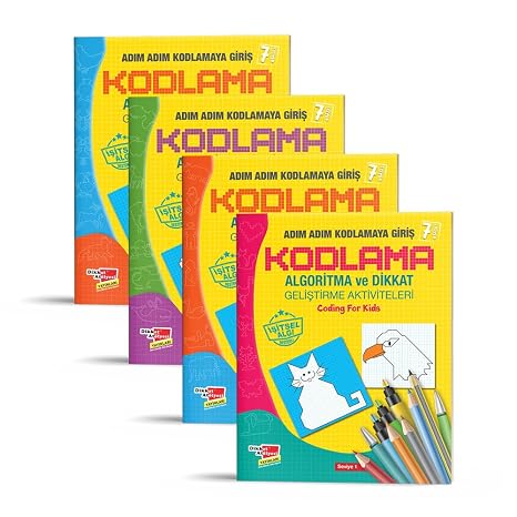 Algoritma Temelli Adım Adım Kodlama 4'lü Kitap Seti: Algoritma ve Dikkat Geliştirme Aktiviteleri