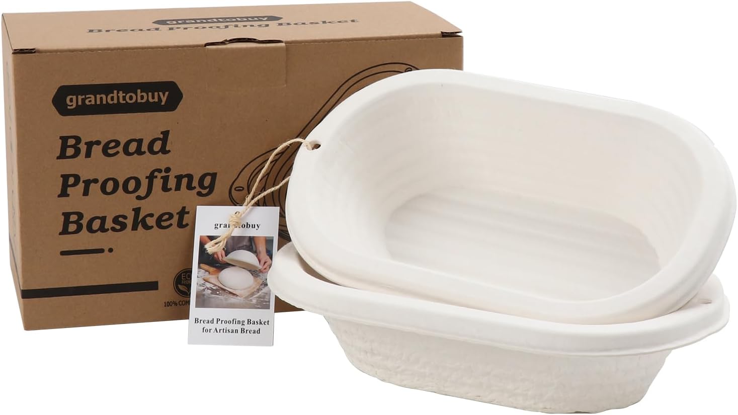 2x 11inch Oval Pulp Bread Proofing Basket Sourdough Banneton Bortform Proving Basket with Linen Liner Cloth Cover Bread Baking Supply For Professional and Homemade Artisan Bread