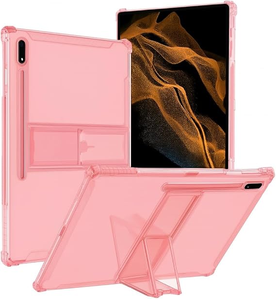 Samsung Galaxy Tab S9 FE Plus/S10 Plus/S9 Plus ile uyumlu Kılıf Darbelere Dayanıklı Şeffaf Kapak X610-16-810-18 X820 Pembe