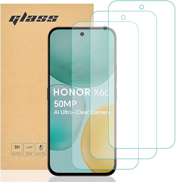 Totill Tempered Glass for Honor X6C Screen Protector, [3 pack] [Easy install] [Case Friendly] [Crystal Clarity] Comfortable Round Edge, Shockproof Scratchproof oilproof Screen Protectors