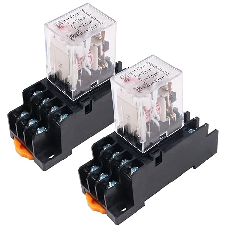 WANGCL 2 x Mini Relay AC220V Electromagnetic Switch 8 Pin DPDT 2NO + 2NC Relay with Base LED Indicator Sock et