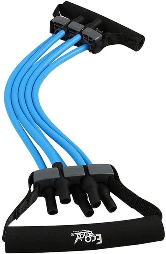 Fitness Chest Expander Bullworker - 5 Natural Latex Tubes Pull Rope Home Office Multifunction Build Muscle Fitness Equipment