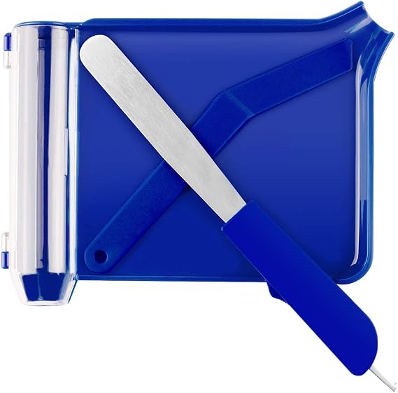 Pill Counting Tray with Improved Multi Function Stainless Steel Spatula, Pill Counter for Nurse Pharmacist Daily Counting Medicine Use (Blue)