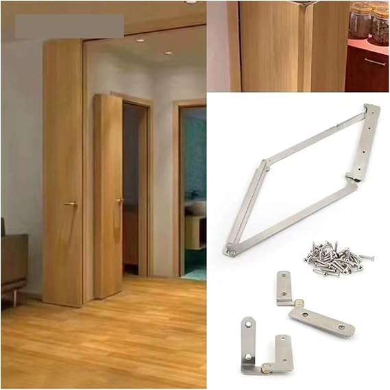 Barn Door Sliding Kit, Wardrobe 180 Degree Folding Flat Door Accessories, Household Door Cloakroom Door Partition Door Hardware Connector Accessories(18 mm Left Open)