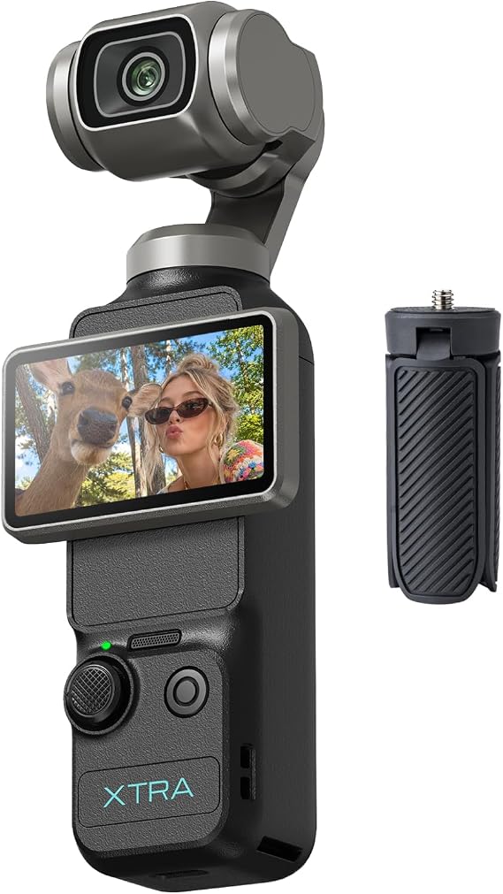 Xtra Muse with Mini Tripod Combo, Vlogging Camera with 1'' CMOS & 4K/120fps Videos, Pocket Camera with 3-Axis Gimbal Stabilizer, Fast Focusing,Digital Video Camera for Photography, Digital Camera