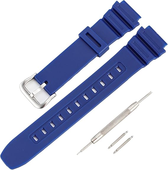 Silicone Strap Compatible with Casio AE-1200WH/1100 SGW-300/400 MRW-200 W218H Watch Band, Men's Women's Replacement Black Rubber Wristwatch Bracelet