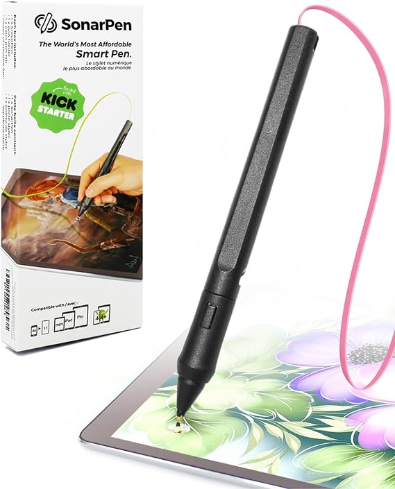SonarPen - Pressure Sensitive Smart Stylus Pen with Palm Rejection and Shortcut Button. Battery-Less. Compatible with Apple iPad/Pro/Mini/iPhone/Android/Switch/Chromebook (Dirty Pink)