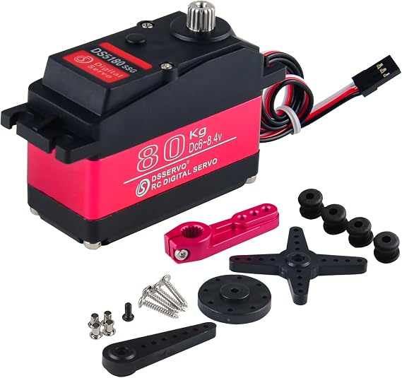 80KG High Torque RC Servo DS5180, Large Size PWM Control Servo, Stainless Steel Gear, 270° Control Steering Motor for 1/5 RC Vehicles, Crawlers, Robots, Boats