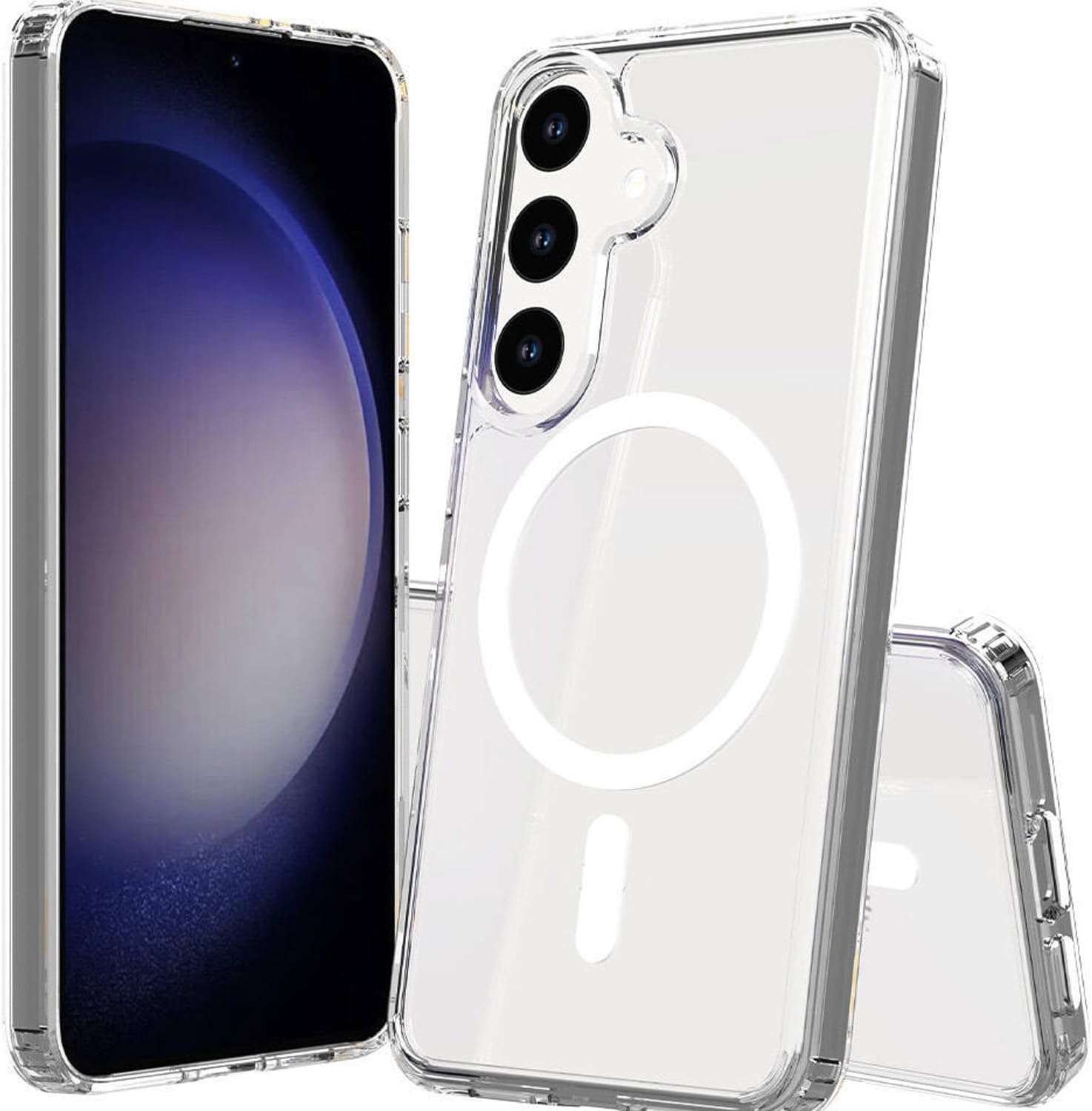 coverzone Samsung Galaxy S25 FE ile uyumlu Kılıf Wireless Şarj Özellikli Magsafe ile uyumlu Nitro Anti Shock Transparan Köşeler Airbag Korumalı Ultra Kalın Şeffaf Kılıf