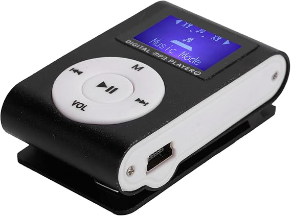 Portable MP3 Player, LCD Screen Aluminum Alloy MP3 Music Player, Sports Back Clip Mini MP3 Player Support Memory Card with Earphone for Outdoor Carry Exercise(black)