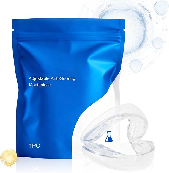 Anti-Snoring Mouthpiece - Adjustable Sleep Aid, Night Mouthguard with Custom Fit, Snores Stopper with Comfortable Design, Breathing Device, Home Solution for Men Women Adults