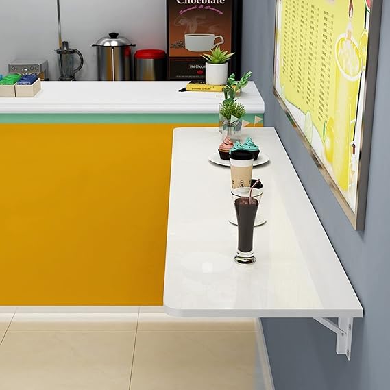 Wall Mounted Folding Computer Desk for Small Spaces, Foldable Workstation for Home Office, Space Saving Writing Table