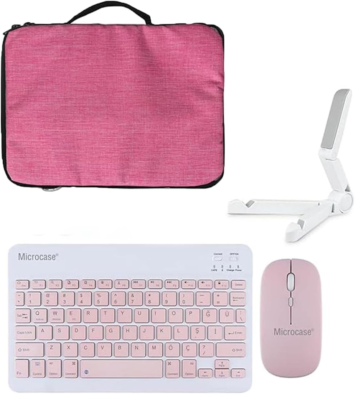Microcase Huawei Matepad Pro 12.2 Papermatte Edition Compatible Tablet BagTurkish Bluetooth Keyboard Mouse Stand - Pink AL8127