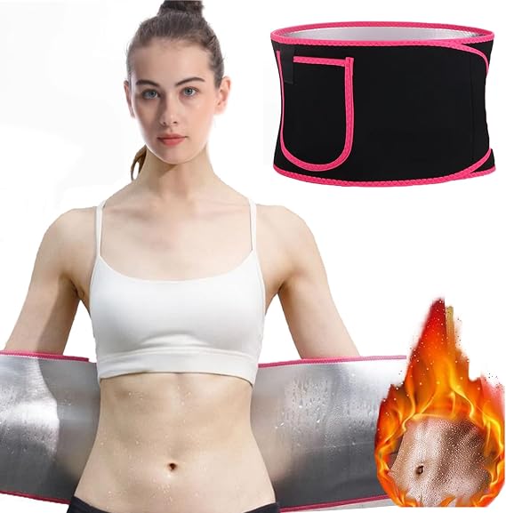 Neoprene Sauna Sweat Belt, Waist Trainer Women Men, Adjustable Waist Trimmer, Waist trainer for Weight Loss Increases Perspiration, Waist trimmers for Workout,Running and Fitness,Phone Pocket