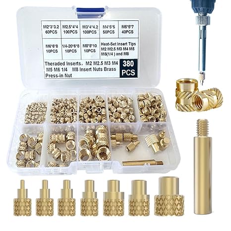 380PCS Heat Set Threaded Inserts for 3D Printed and Plastic Parts