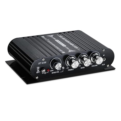 Mini Bluetooth Amplifier Bass 2.1 Channel with Subwoofer Out, 400W Peak Powerful Audio Stereo Hi-Fi 12V Digital Class Music for Passive Speaker PC TV Phone Car Vehicle (Power Supply NOT Include)