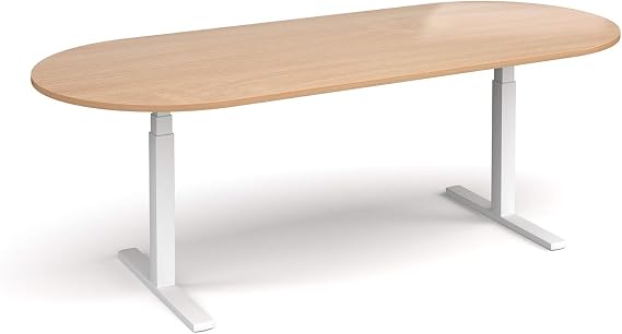 Mr Office Elev8 Touch radial end boardroom table - white frame, Beech