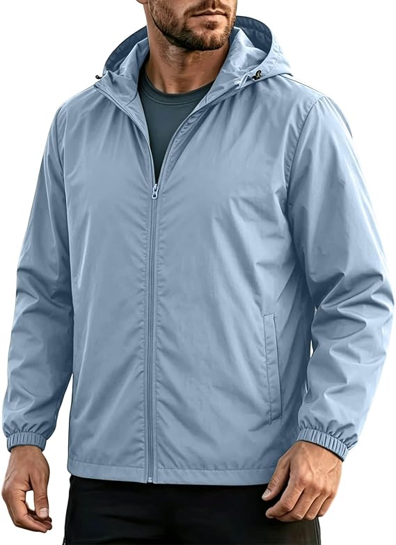 Mens Waterproof Jacket Lightweight Packable Raincoat Outdoor Jacks