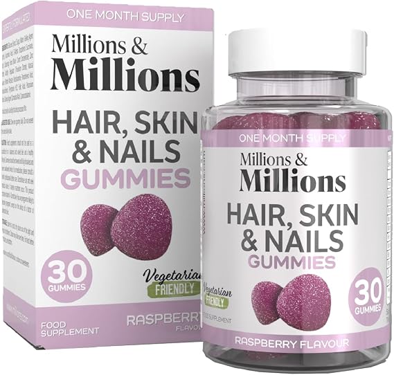 Millions & Millions - Hair, Skin & Nails Multivitamin Gummies • Maintenance of Hair, Skin & Nails • Suitable for Vegetarians • 30 Gummies • 1 Month Supply