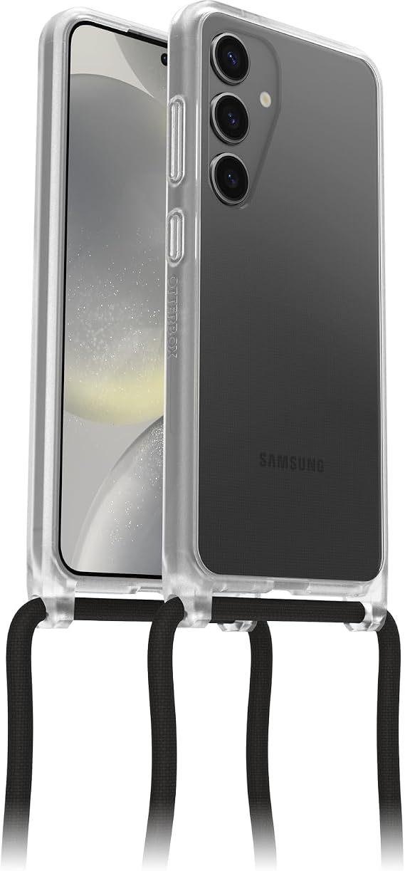 The case for the OtterBox React Necklace Galaxy S24 has been tested to military standards, with an ultra-thin, protective case, adjustable and removable mobile phone chain