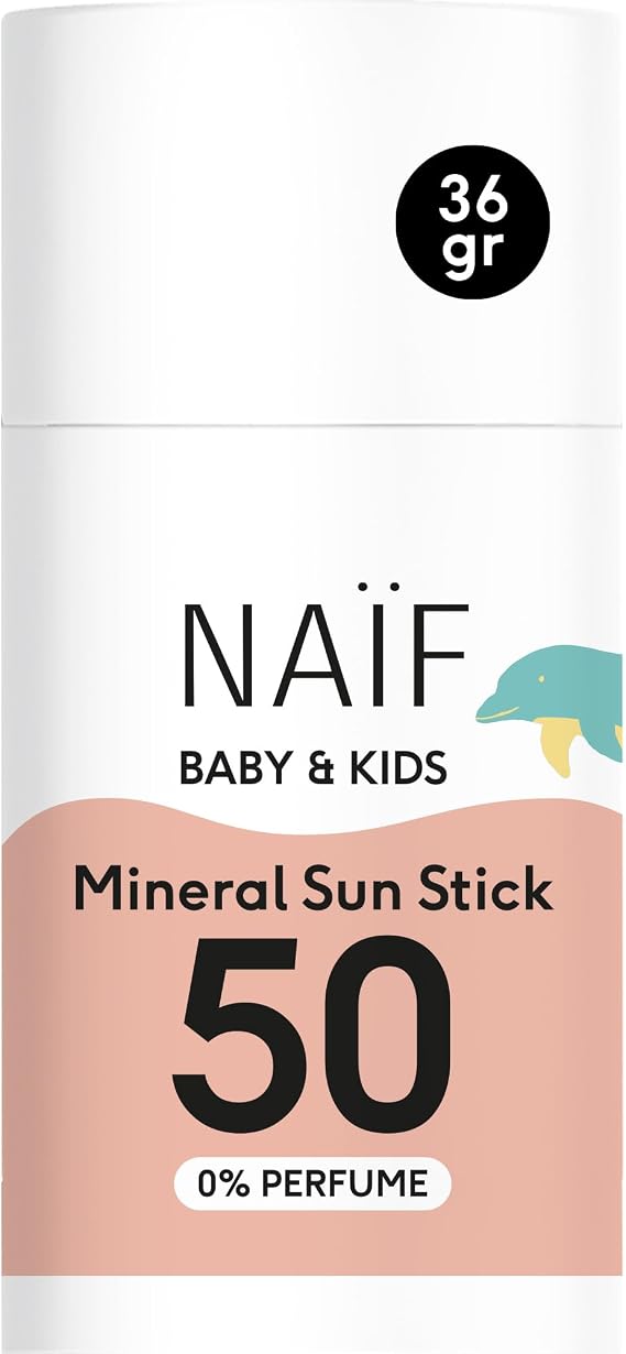 Naïf Mineral Sunscreen Stick for Babies and Children - SPF 50, Unscented, Microplastics and Mineral Oils Free, UVA/UVB Protection, Waterproof, Dermatologically Tested - 36g