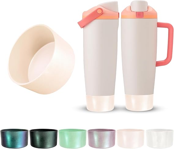 Glossy Gradient Silicone Boot for Owala 30 40 oz FreeSip Sway & Tumbler, Chameleon Metallic Glitter Bottom Bumper Cover, Anti-Slip Sleeve for Water Bottle Accessories, BPA-Free (Sparkling Sherbet)