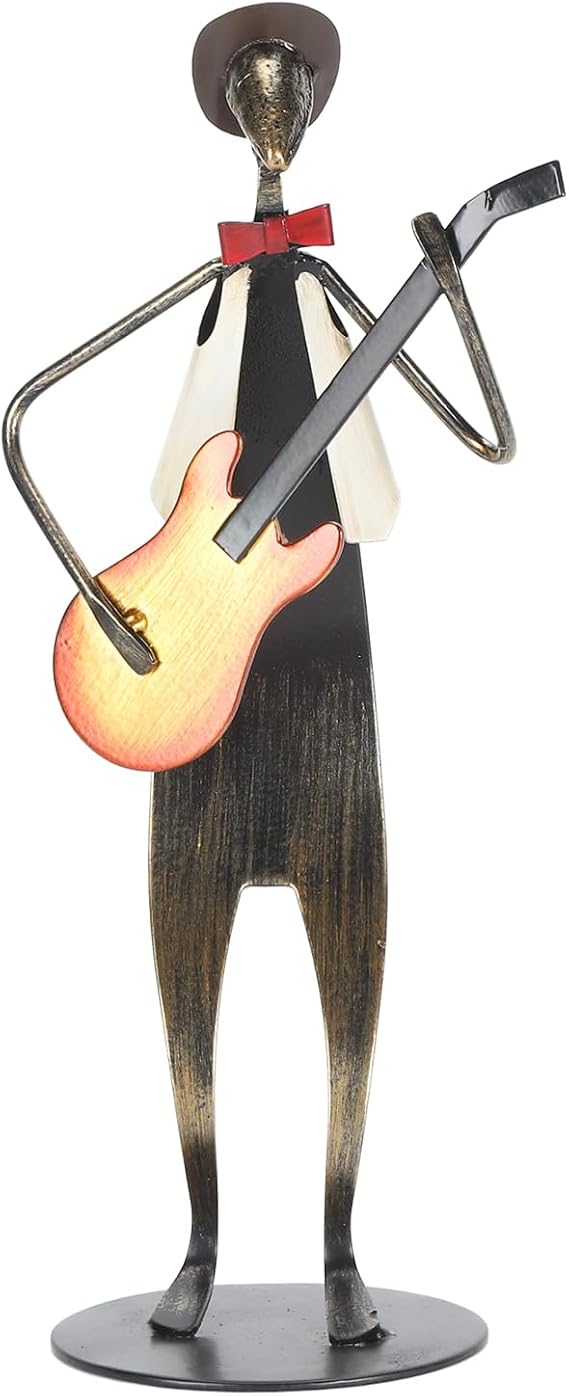guitar player statue realistic desk decoration metal matt musician sculpture guitar player statue for desk