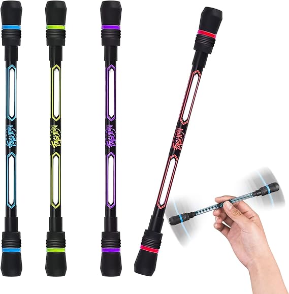 4-Piece Spinning Pens with Weighted Ball, Gaming Trick Pens for Kids & Students, 0.5mm Black Refill (4 Colors)