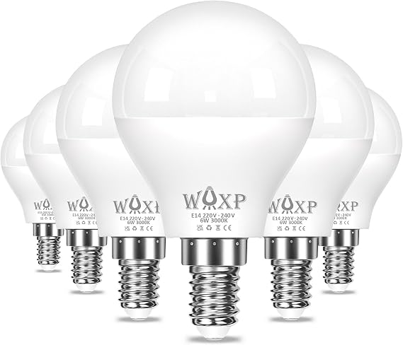 E14 Small Screw Light LED Bulb Warm White 60W Equivalent, 760 Lumen 6W SES Golf Ball Bulbs for Lamps, 3000K Small Edison Screw P45 LED Lightbulb, 220-240V, Non-Dimmable, Pack of 6 [Energy Class E]