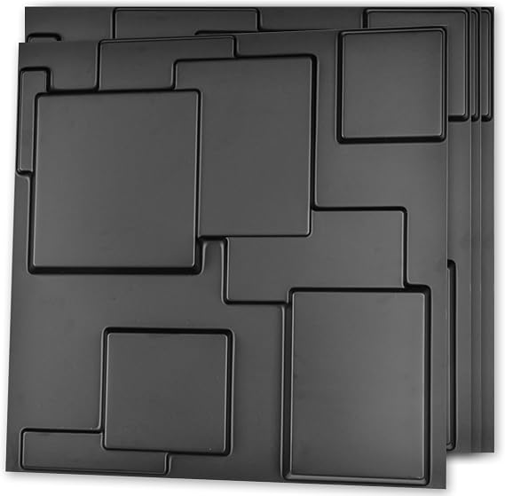 Art3d Decorative 3D Wall Panel, 32 Sq.FT PVC Interior Wall Decor for Living Room, Bedroom, Lobby, Office, Shopping Mall, Black