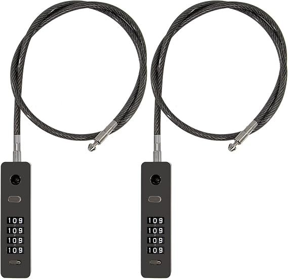 2 Pack Combination Lock 4-Digit Steel Cable Combination Padlock, Diameter 1/5", Length 23", Suitable for Cabinet, Lockers, Fence, Toolbox, Gate, Pet Door, Refrigerator Door, Helmet