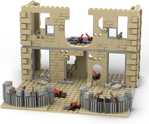 WW2 Military Scene Fort Building Blocks Kit, 544PCS Military War Scene Fortress Architecture Bunker Model with Weapon Fort Construction Kit for Soldiers Minifigures