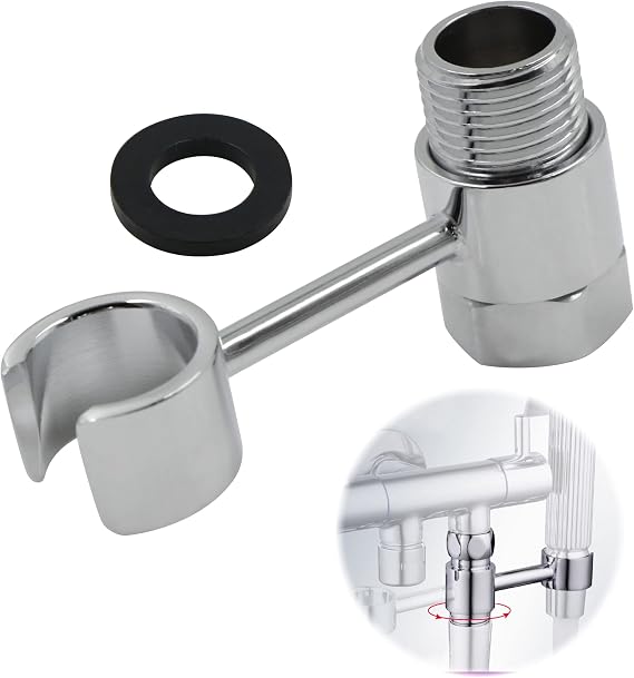 Shower Head Holder, Removable Hand Shower Holder, 20 mm Universal Connection, No Drilling, 360° Adjustable Shower Head, Bathroom, Shower Head, Bathroom, Chrome-Plated Brass