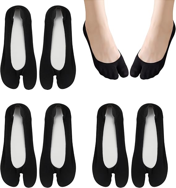 Split Toe Socks,3 Pairs Soft Cotton Tabi Socks Women