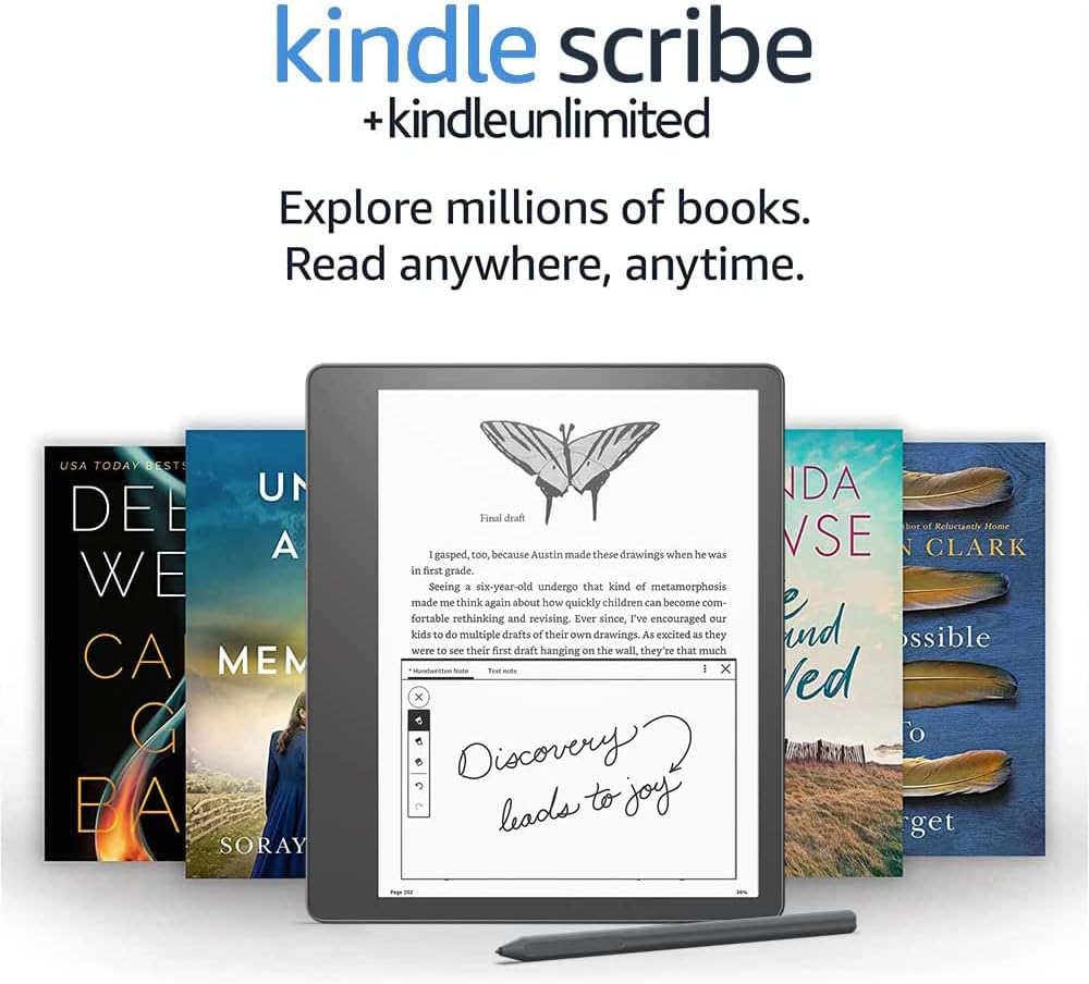 Kindle Scribe | The first Kindle for reading and writing. Features a 10.2-inch, 300 ppi Paperwhite display and includes Premium Pen | 16 GB + Kindle Unlimited
